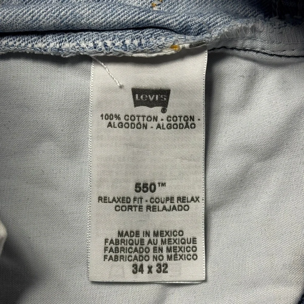 VTG Levi's 550 Jeans Mens 34x32 Fits 33x31 Light Blue Relaxed Fit Denim Fade